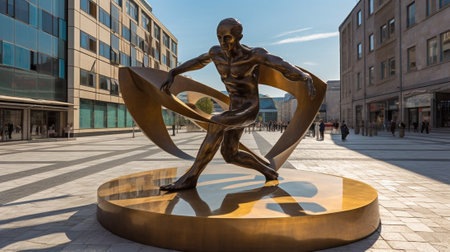 Generative AI : WARSAW POLAND AUGUST 29 2019 Sculpture of Marie SklodowskaCurie by polish sculptor Bronislaw Krzysztof The Nobel prize winning scientist is holding a graphic symbolの素材