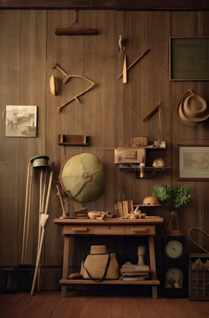 Generative AI : vintage wooden roomの素材