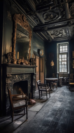 Generative AI : old dark interiorの素材