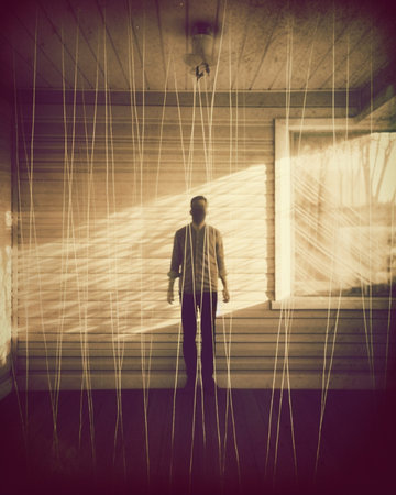 Generative AI : old interior with shadow of noose retro filtered instagram styleの素材