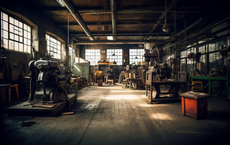 Generative AI : old industrial interiorの素材