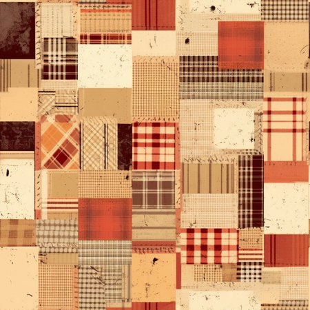 Generative AI : retro vintage abstract patchwork background on grungy paperの素材