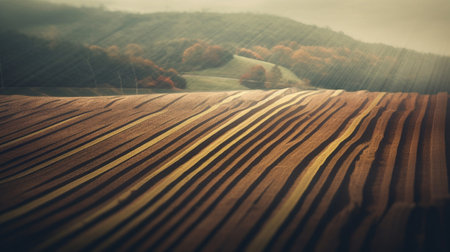 Generative AI : Earthy abstract natural sunny agricultural background with hills and wavesの素材