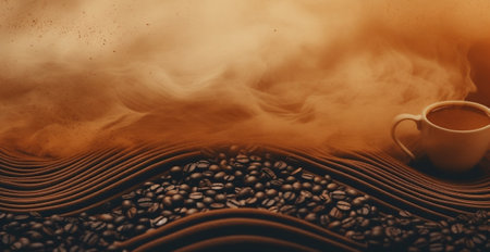 Generative AI : brown background curtain texture for coffee advertisingの素材