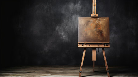 Generative AI : old stained easel with blots of paintの素材