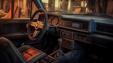 Generative AI : old grungy metallic interiorの素材