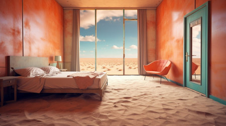 Generative AI : room without walls sky background retro film filtered instagram styleの素材