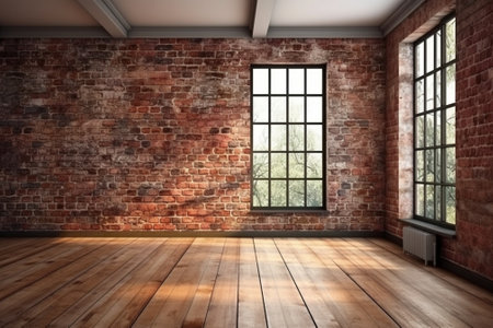 Generative AI : old room with brick wallの素材