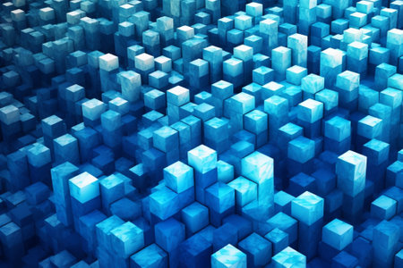 Generative AI : blue cubes background modern abstract textureの素材