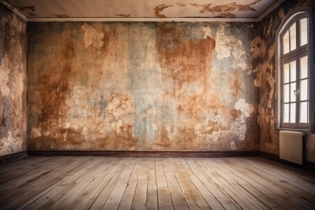 Generative AI : old grunge room with linoleumの素材