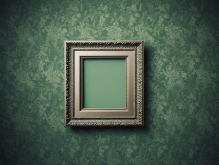 Generative AI : old photo frames on retro wallpaperの素材