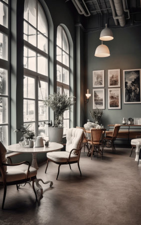 Generative AI : old grey interior retro filtered instagram styleの素材