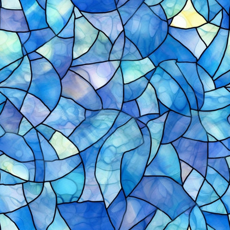 Generative AI : sheet of stained glass texture background smooth gradient blue backgroundの素材