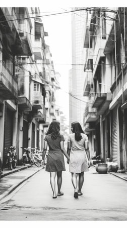 Generative AI : FLORENCE ITALY NOVEMBER 5 2015 Lungarno degli Acciaiuoli Street in Florence city with walking tourists Italy in Black and White Sepia antique Tone travel outdoor baの素材