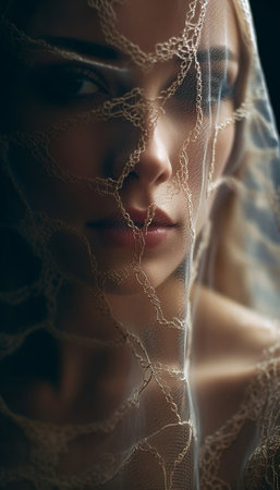 Generative AI : femme fatale vintage style sensual portrait at veilの素材