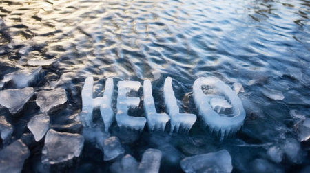 Generative AI : text ice on the snow surfaceの素材