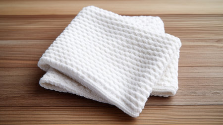 Generative AI : kitchen towel on old wooden desk in the bedroomの素材