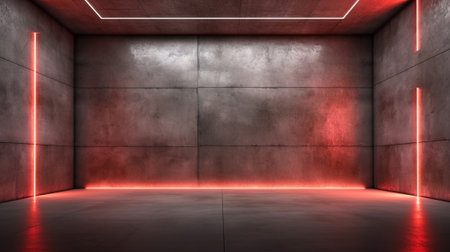 Generative AI : lighting studio equipment color concrete background red plaster wall banner sizeの素材