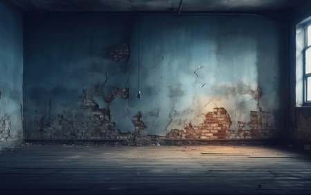 Generative AI : old abandoned room dirty backgroundの素材