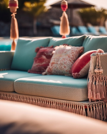 Generative AI : Outdoor Sofa retro filtered instagram styleの素材