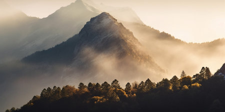 Generative AI : Triglav mountain peak at sunrise with beautiful clouds in morning light Slovenia Triglav National Parkの素材