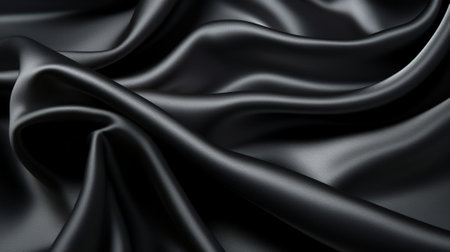 Generative AI : black background silk fabric or metal textureの素材