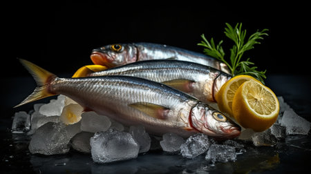 Generative AI : Salted herring on the plate shallow depth of fieldの素材