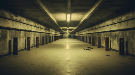 Generative AI : abandoned corridor urban background retro filtered instagram styleの素材