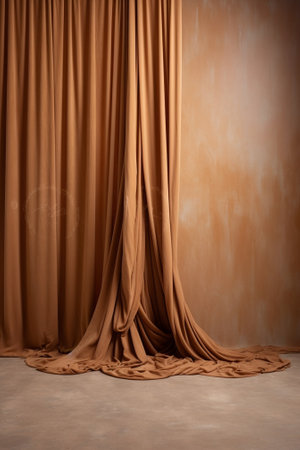 Generative AI : brown background curtain texture for coffee advertisingの素材