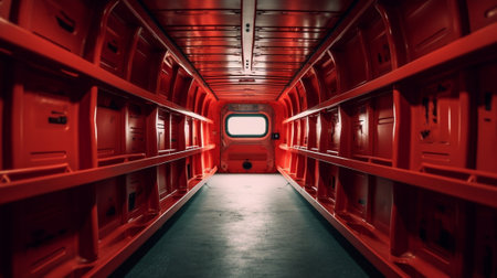 Generative AI : empty red interiorの素材