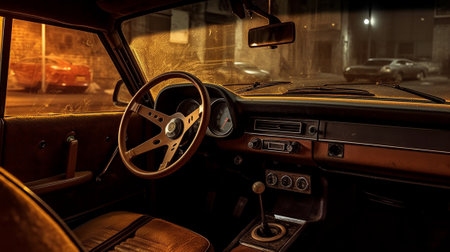 Generative AI : old dirty metallic interiorの素材