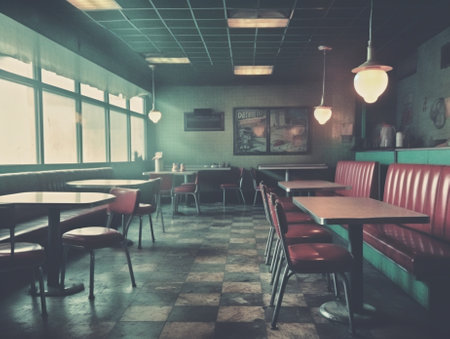 Generative AI : grungy tiled interior retro filtered instagram styleの素材