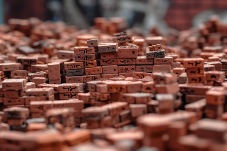 Generative AI : rubble heap of red bricksの素材