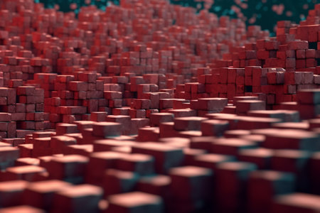 Generative AI : rubble heap of red bricksの素材