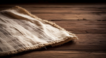 Generative AI : kitchen towel on old wooden desk in the bedroomの素材