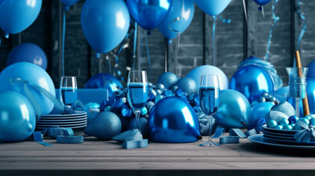 Generative AI : modern party ink blue metallic backgroundの素材