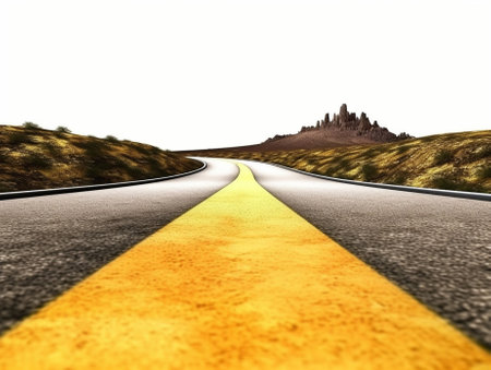 Generative AI : road isolated on white backgroundの素材