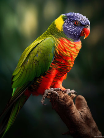 Generative AI : Rainbow Lorikeet Trichoglossus haematodus sitting on a branch in the zooの素材