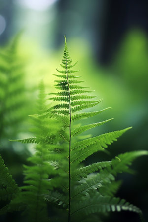 Generative AI : beautiful spring fern green nature backgroundの素材