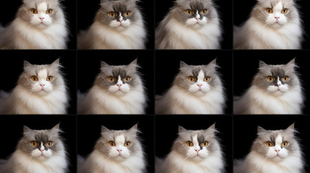 Generative AI : Set collage from scottish cats isolated on whiteの素材