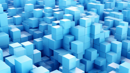 Generative AI : bright blue abstract background cubes texture patternの素材