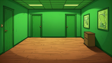 Generative AI : painted old wooden wall green room vectorの素材