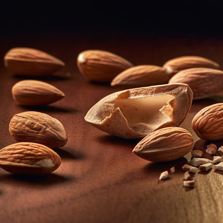 Generative AI : Background from fresh dry peeled almond nutsの素材