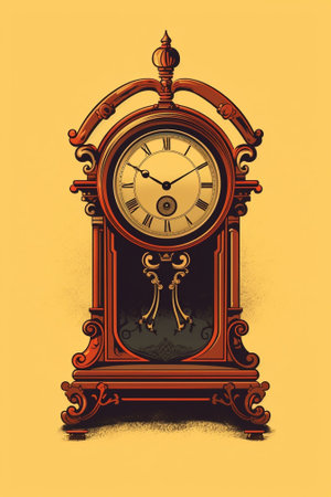 Generative AI : Antique Clock retro illustrationの素材