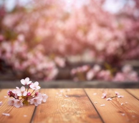 Generative AI : Blossoming of cherry flowers in spring time natural seasonal vintage hipster backgroundの素材