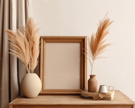 Generative AI : beige canvas texture background and tassels frame light brown doormatの素材