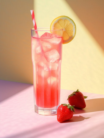 Generative AI : glass with red drinkの素材