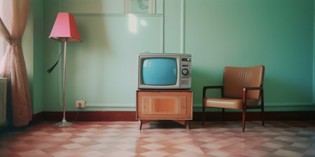 Generative AI : corner of old room retro filtered instagram styleの素材