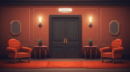 Generative AI : secret meeting room interior backgroundの素材