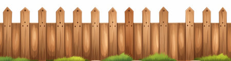 Generative AI : wooden planks fences isolated on white background graphic design elementsの素材